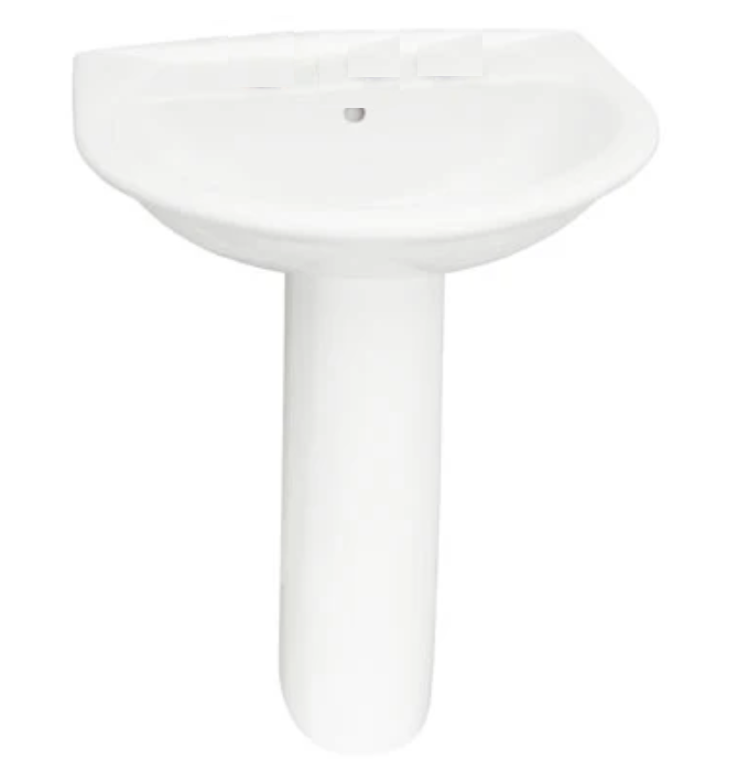 Barclay B/3-334WH Karla 550 Lavatory Pedestal and Basin 4" Centerset - White