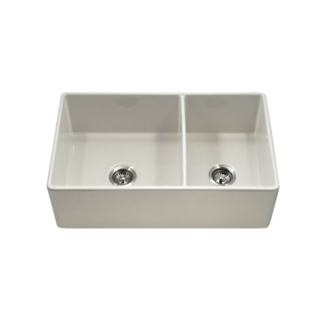 Hamat H-CHE-3320DA64 Apron-Front Fireclay 60/40 Double Bowl Kitchen Sink - Parent