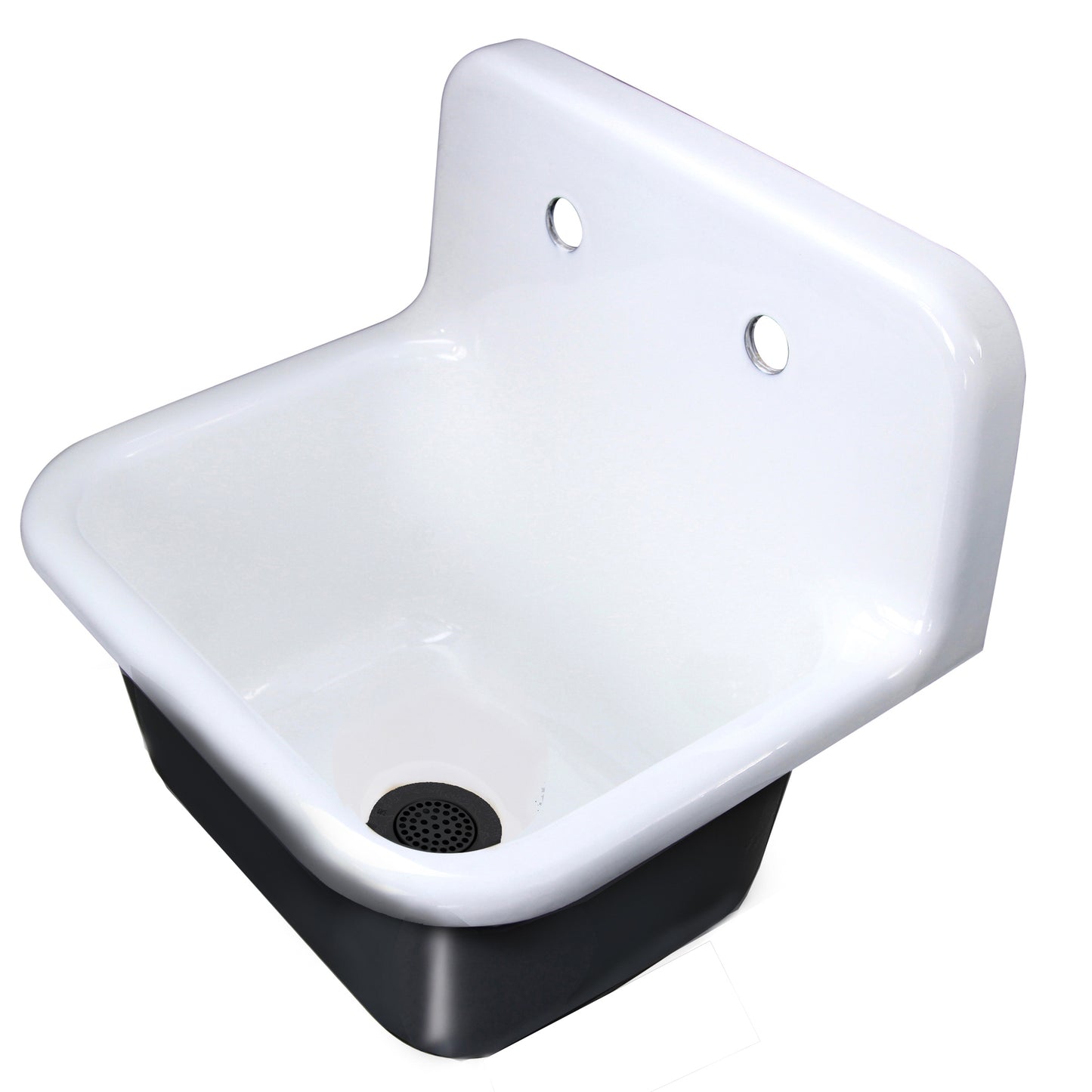 Nantucket Sinks CI-2218-FBMBLSET Cast Iron Finished Bottom Wallmount Utility Sink Set with Drain
