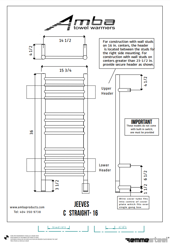 Amba CS-16 Model C Straight - 16 Width - Parent