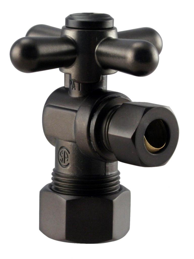 Westbrass D105BX Angle Stop, 5/8 in. OD x 3/8 in. OD - 1/4-Turn Cross Handle