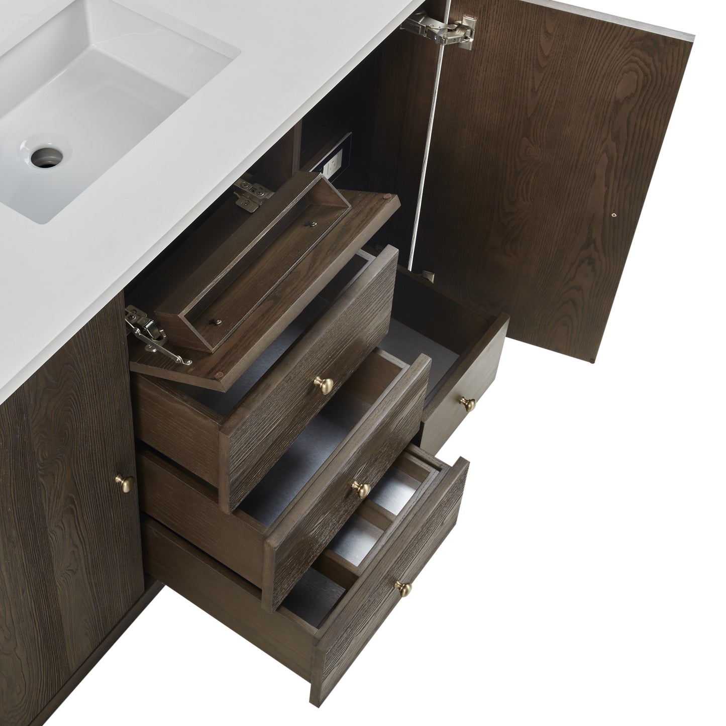 James Martin D125-V48-SBL-FVSL Gracyn 48" Single Vanity, Sable, With 3 CM Victorian Silver Silestone Top With FreePower Wireless Charger