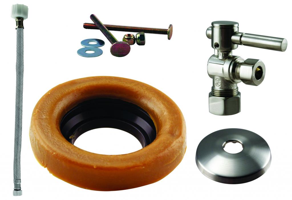 Westbrass D1612TBL Toilet Kit with 1/4-Turn nom comp Stop and Wax Ring - Lever Handle - Parent