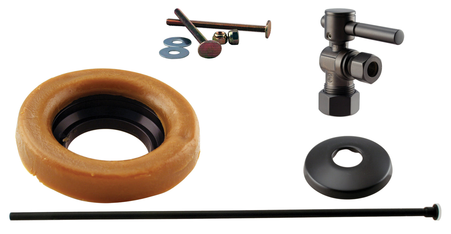 Westbrass D1614TBL Toilet Kit with 1/4-Turn nom comp Stop and Wax Ring - Lever Handle