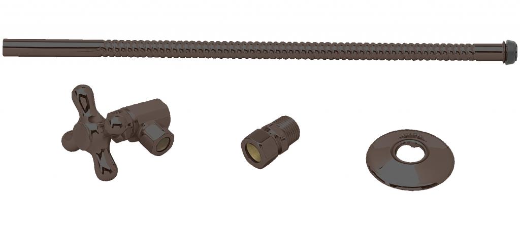 Westbrass D1712T Toilet Kit with Stop and Corrugated Riser - Cross Handle