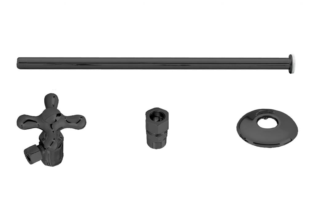 Westbrass D1812T Toilet Kit with Stop and Flat Head Riser - Cross Handle