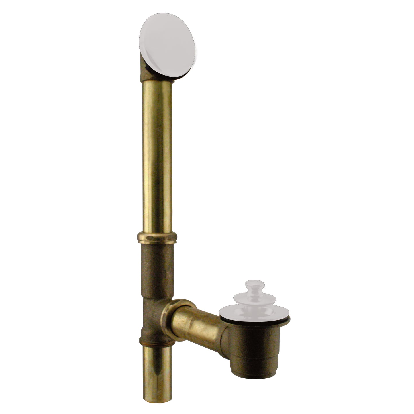 Westbrass D321H Twist and Close Bath Waste - Hidden Overflow -14 in. Make-Up, 17 Ga.