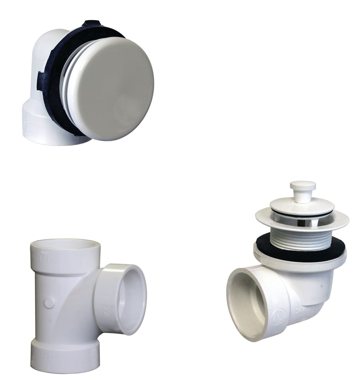 Westbrass D594PHRK Illusionary Overflow Sch. 40 PVC Plumbers Pack with Lift and Turn Bath Drain