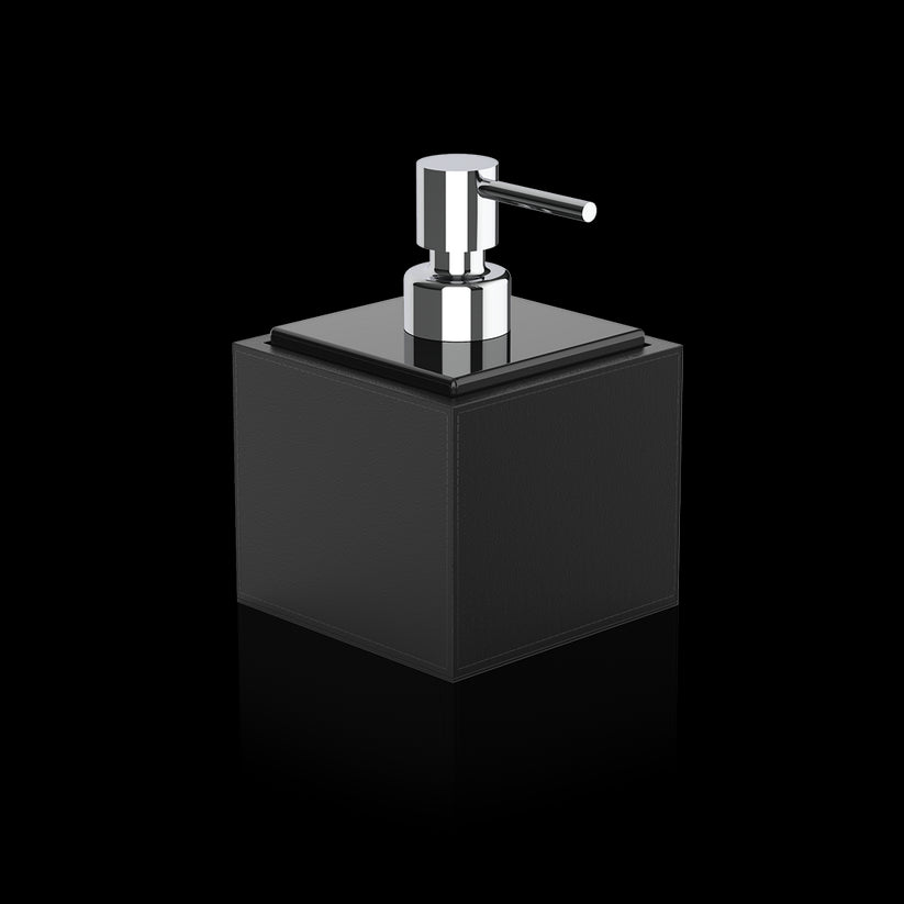 Decor Walther 0937760 DW BROWNIE SSP Soap dispenser - Vegan Leather Black with Porcelain schwarz and Pump - Chrome