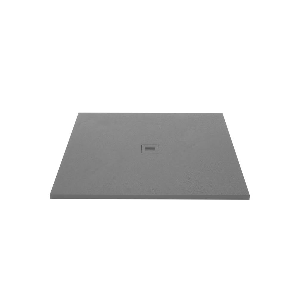 Wet Style DFL4848C-GT-4C Shower Base - Feel - 48 X 48 - Center Drain - Grey Concrete - 4 Cuts