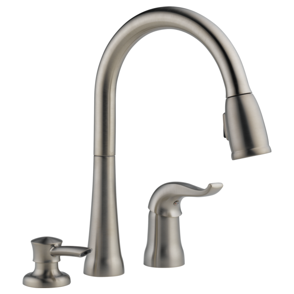 Delta 16970-SD-DST Single Handle Pull-Down Kitchen Faucet with Soap Dispenser