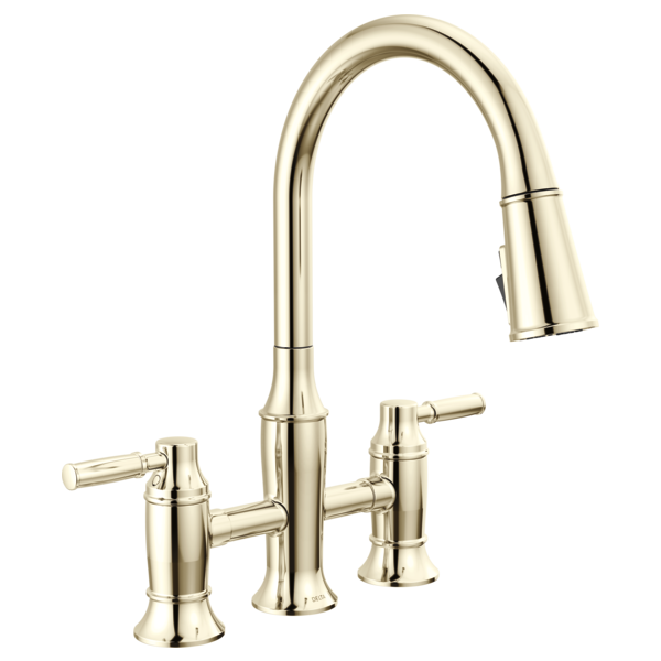 Delta 2384L-PR-DST Two Handle Pull-Down Bridge Kitchen Faucet