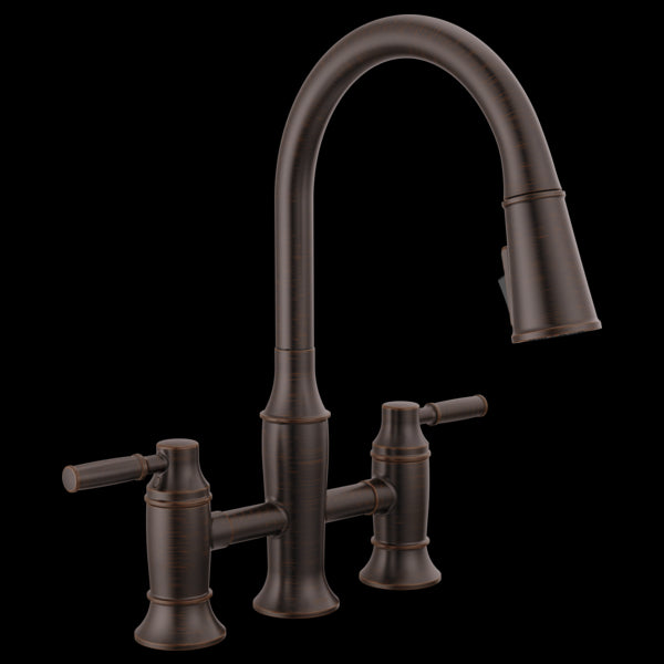 Delta 2384L-DST Two Handle Pull-Down Bridge Kitchen Faucet
