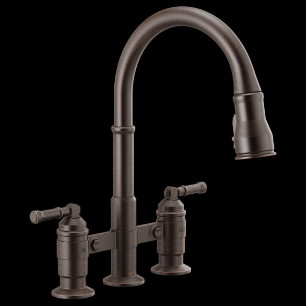 Delta 2390L-DST Two Handle Pull-Down Bridge Kitchen Faucet