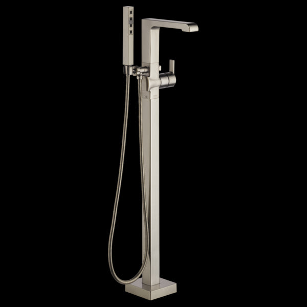 Delta T4767-FL Single Handle Floor Mount Tub Filler Trim with Hand Shower