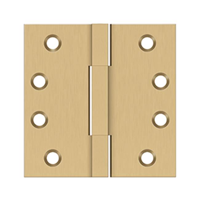 Deltana DSBS4 4x 4 Square Knuckle Hinges, Solid Brass