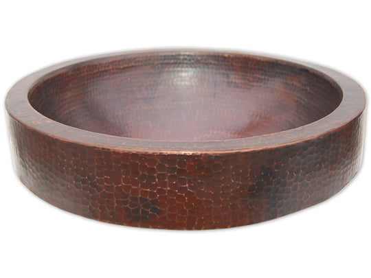 Eden Bath EB_C009AD Semi Recessed Copper Vessel Sink With Apron, Antique Dark