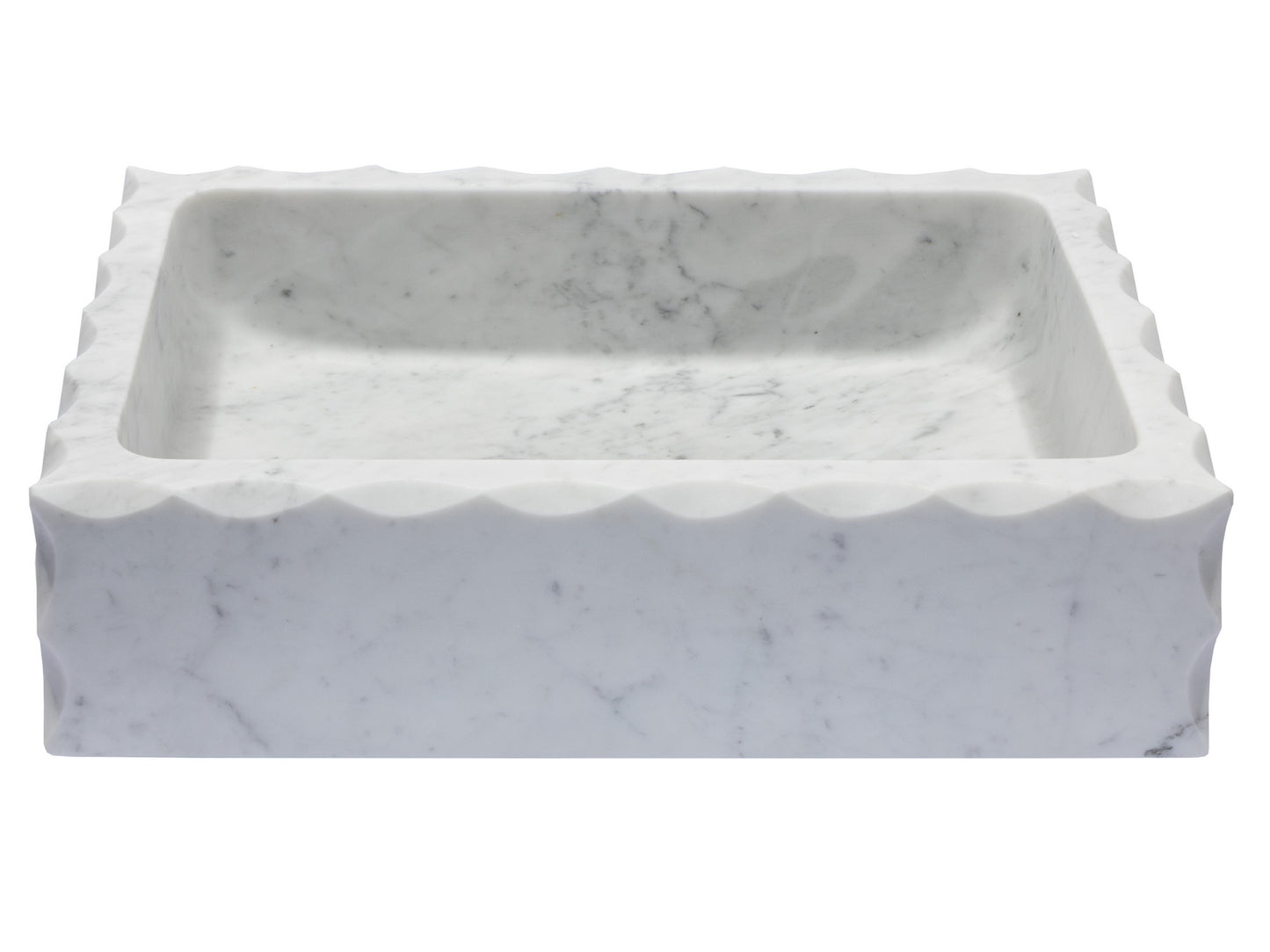 Eden Bath EB_S037CW-H Antique Rectangular Carrara Marble Vessel Sink Honed