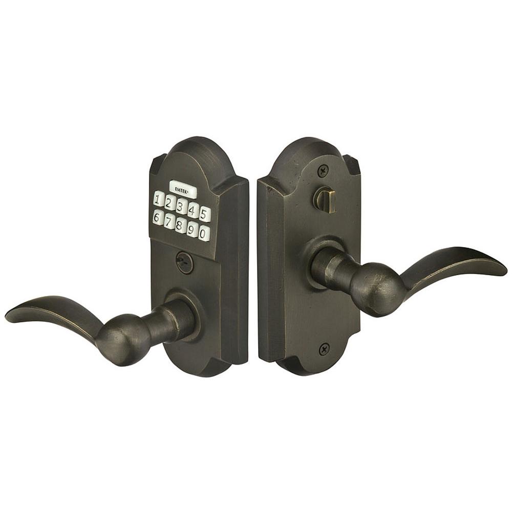 Emtek WE2201DRH Weiser Keyway , Strm/Gate Function , Bronze Keypd Lever Set , Durango Lever , RH - Parent