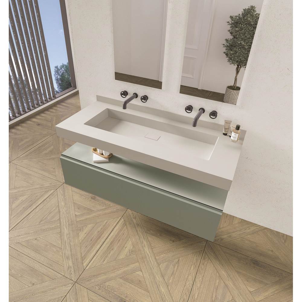 Quare design LI6022P2L 61x22x6" long island countertop texture smooth single sinks with backsplash and universal valve click-clack chrome - Parent
