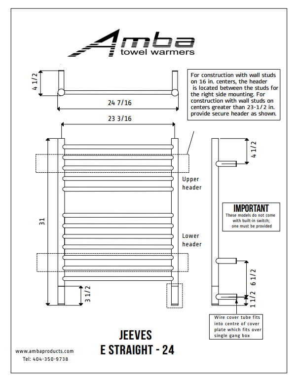 Amba ES-24 Model E Straight - 24 Width - Parent