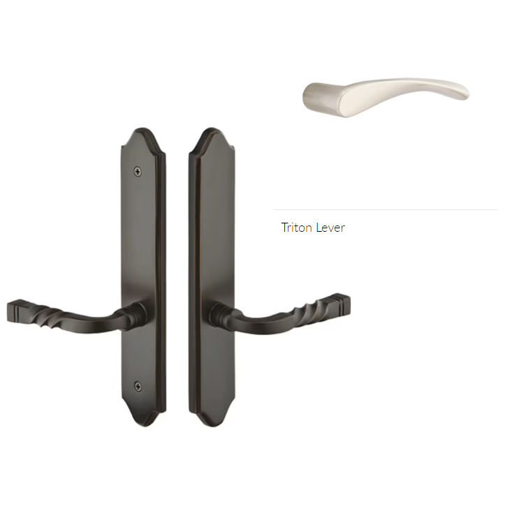 Emtek 1183TRTRH Multi Point C1 , Non-Keyed American T-turn IS , Concord Style , 2" x 10" , Triton Lever , RH - Parent