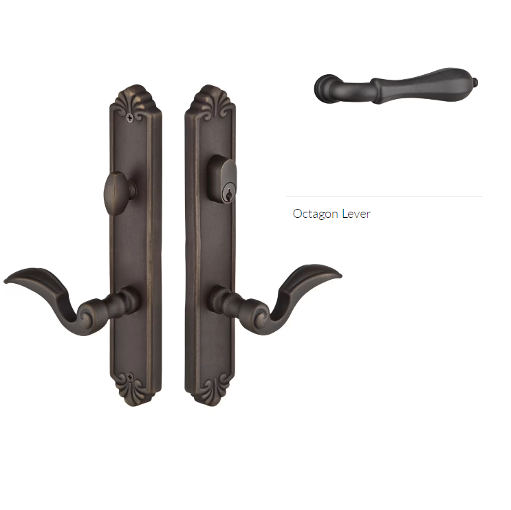 Emtek 1243OCLRH Multi Point C2 , Non-Keyed American T-turn IS , Tuscany Style , 2" x 10-1/2" , Octagon Lever , RH - Parent