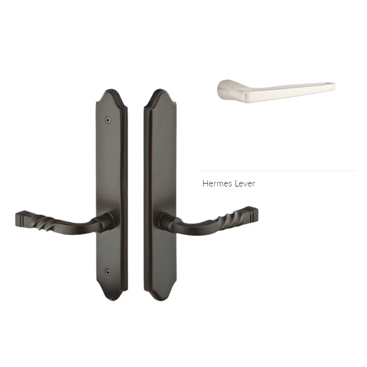 Emtek 1683HERLH Multi Point C6 , Non-Keyed American T-turn IS , Concord Style , 2" x 10" , Hermes Lever , LH - Parent