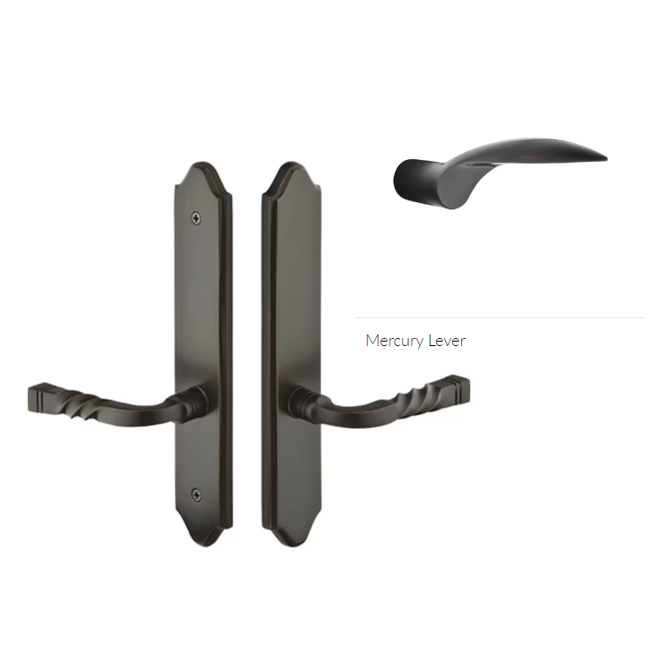Emtek 1683MCLH Multi Point C6 , Non-Keyed American T-turn IS , Concord Style , 2" x 10" , Mercury Lever , LH - Parent