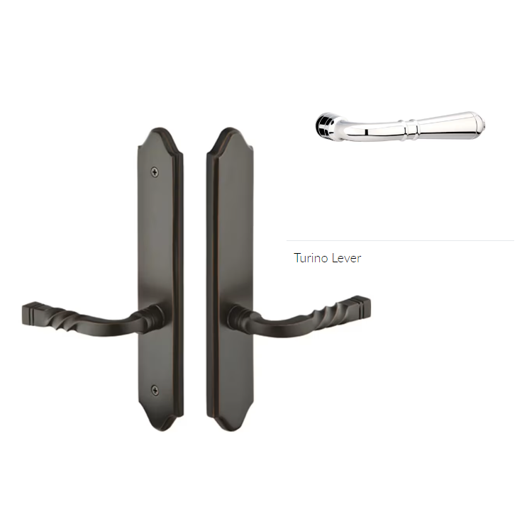 Emtek 1383TRH Multi Point C3 , Non-Keyed American T-turn IS , Concord Style , 2" x 10" , Turino Lever , RH - Parent