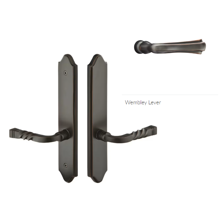 Emtek 1383WMRH Multi Point C3 , Non-Keyed American T-turn IS , Concord Style , 2" x 10" , Wembley Lever , RH - Parent