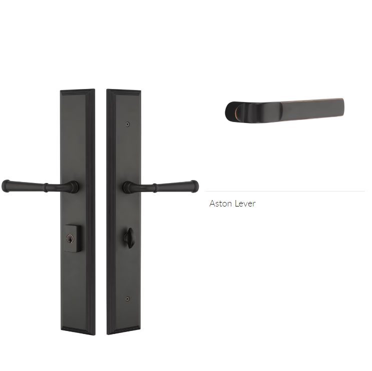 Emtek 1L1M51ASTLH Large Multi Point , Keyed with Euro Profile Cyl , Hub Below Handle , Melrose Style , 2.9" x 17.5" , Aston Lever , LH - Parent