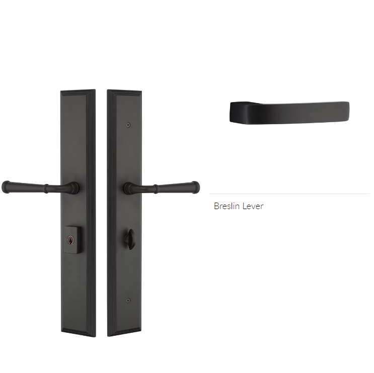Emtek 1L1M15BRLLH Large Multi Point , Dummy Pair , Hub Below Handle , Melrose Style , 2.9" x 17.5" , Breslin Lever , LH - Parent