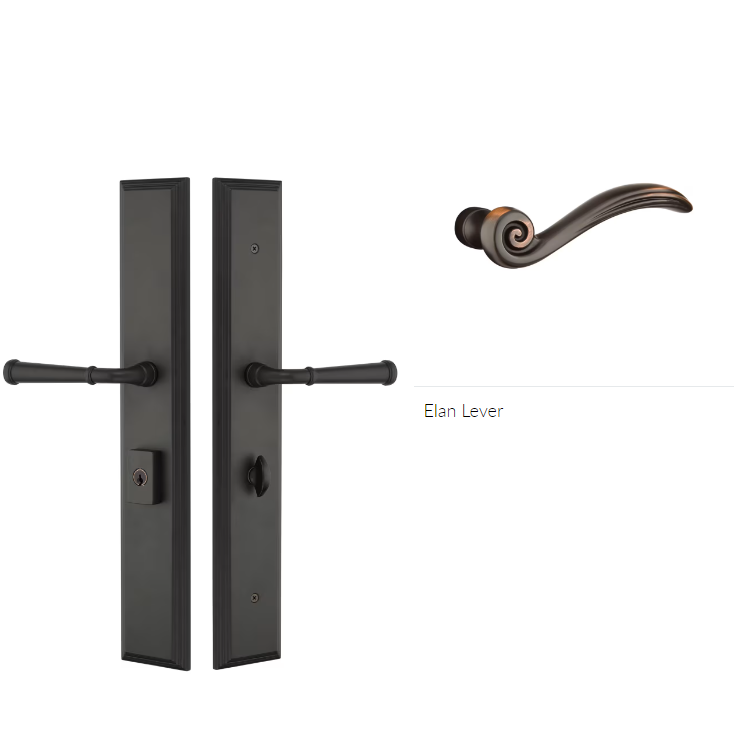 Emtek 1L1M51ENRH Large Multi Point , Keyed with Euro Profile Cyl , Hub Below Handle , Melrose Style , 2.9" x 17.5" , Elan Lever , RH - Parent