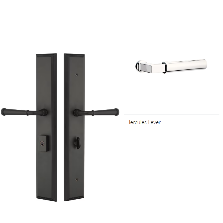 Emtek 1L1M15HECRH Large Multi Point , Dummy Pair , Hub Below Handle , Melrose Style , 2.9" x 17.5" , Hercules Lever , RH - Parent