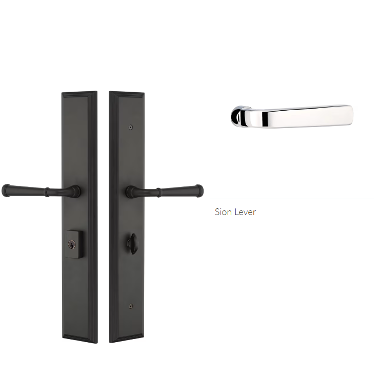 Emtek 1L1M51SIORH Large Multi Point , Keyed with Euro Profile Cyl , Hub Below Handle , Melrose Style , 2.9" x 17.5" , Sion Lever , RH - Parent