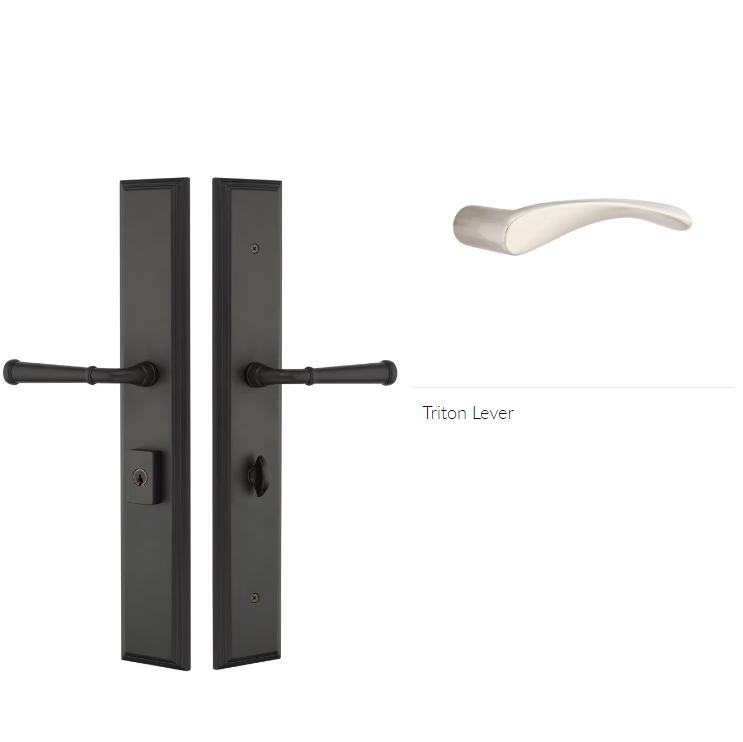 Emtek 1L1M15TRTLH Large Multi Point , Dummy Pair , Hub Below Handle , Melrose Style , 2.9" x 17.5" , Triton Lever , LH - Parent