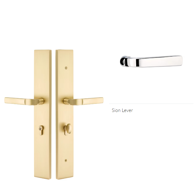 Emtek 1L1R51SIORH Large Multi Point , Keyed with Euro Profile Cyl , Hub Below Handle , Modern Rectangular Style , 2.5" x 17.5" , Sion Lever , RH - Parent