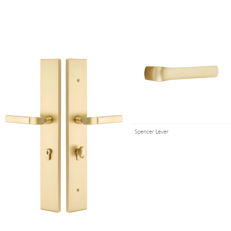 Emtek 1L1R22SPNRH Large Multi Point , Non-Keyed Passage , Hub Above Handle , Modern Rectangular Style , 2.5" x 17.5" , Spencer Lever , RH - Parent