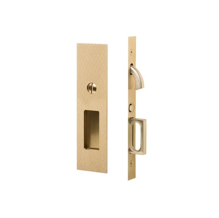 Emtek 2195 Privacy , Knurled Narrow Modern Rectangular Pocket Door Mortise Lock - Parent