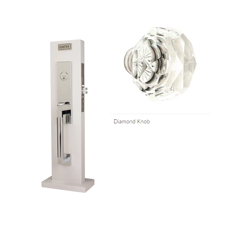 Emtek 3037CK Dummy , Hercules Knurled Monolithic Mortise , Diamond Glass Knob - Parent