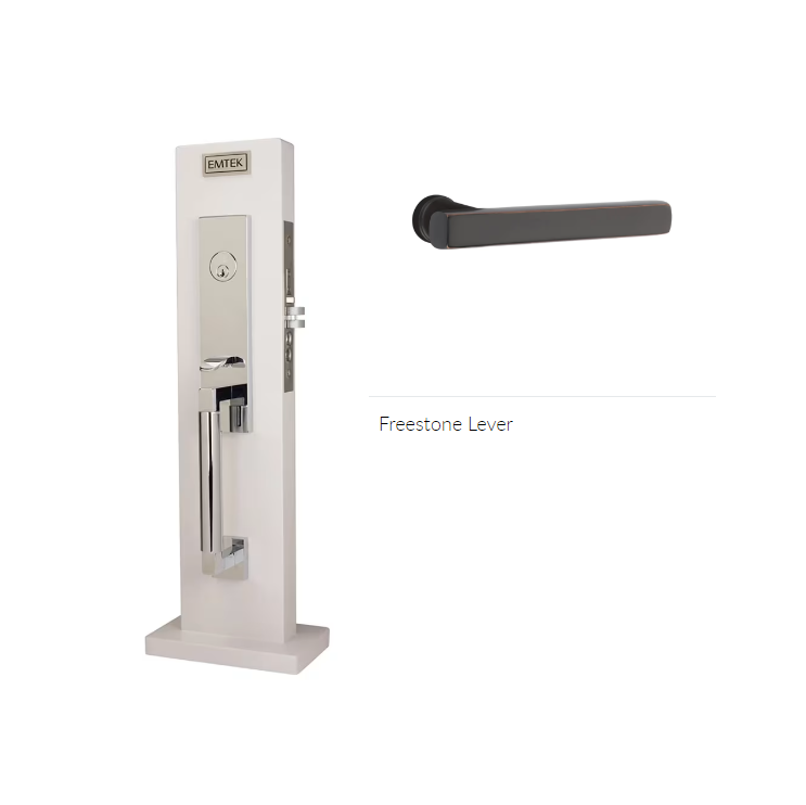 Emtek 3037FRLRH Dummy , Hercules Knurled Monolithic Mortise , Freestone Lever , RH - Parent