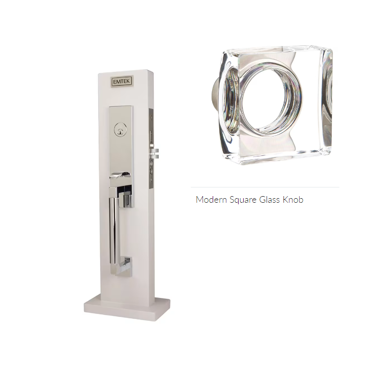 Emtek 3035MSC Dummy , Hercules Smooth Monolithic Mortise , Modern Square Glass Knob - Parent