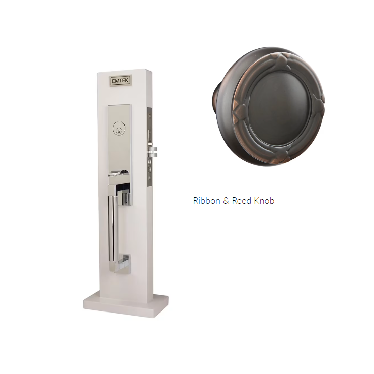 Emtek 3035RBK Dummy , Hercules Smooth Monolithic Mortise , Ribbon and Reed Knob - Parent