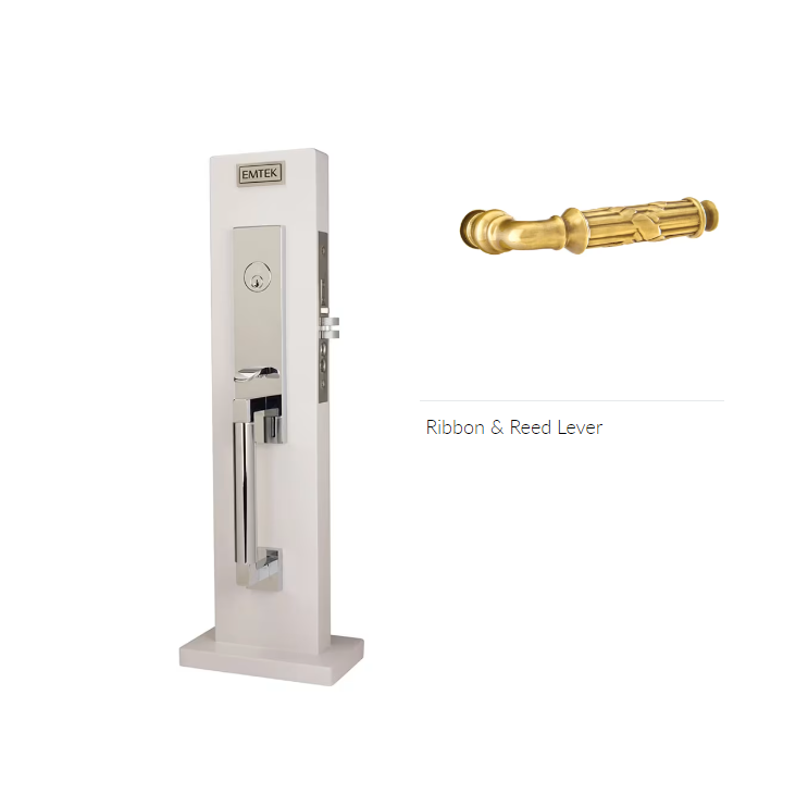 Emtek 3037RBLLH Dummy , Hercules Knurled Monolithic Mortise , Ribbon and Reed Lever , LH - Parent