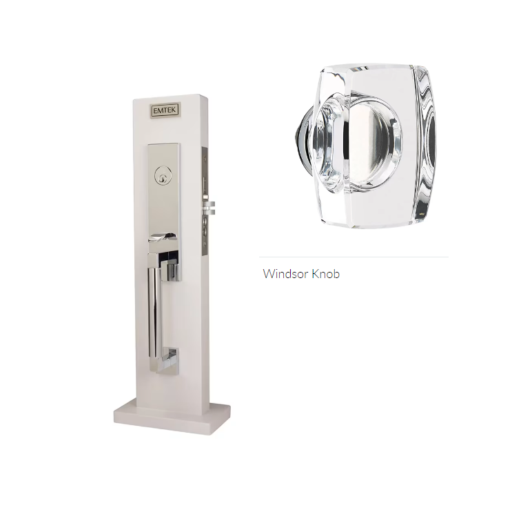 Emtek 3035WS Dummy , Hercules Smooth Monolithic Mortise , Windsor Glass Knob - Parent