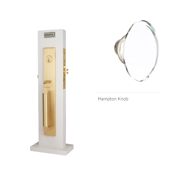 Emtek 3038HT Dummy , Hercules Knurled Full Length Mortise , Hampton Glass Knob - Parent