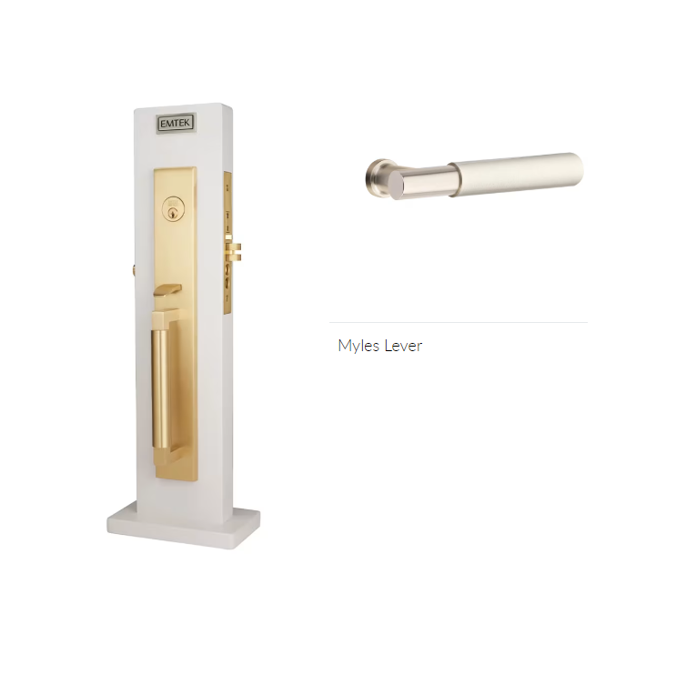 Emtek 3038MYLRH Dummy , Hercules Knurled Full Length Mortise , Myles Lever , RH - Parent