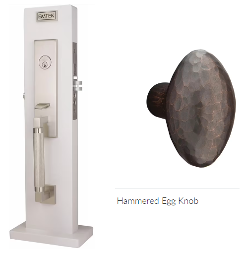 Emtek 3037HE Dummy , Hercules Knurled Monolithic Mortise , Hammered Egg Knob - Parent