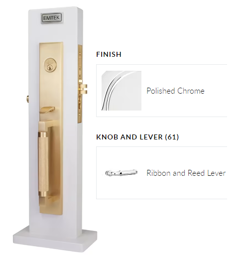 Emtek 3038RBLRH Dummy , Hercules Knurled Full Length Mortise , Ribbon and Reed Lever , RH - Parent